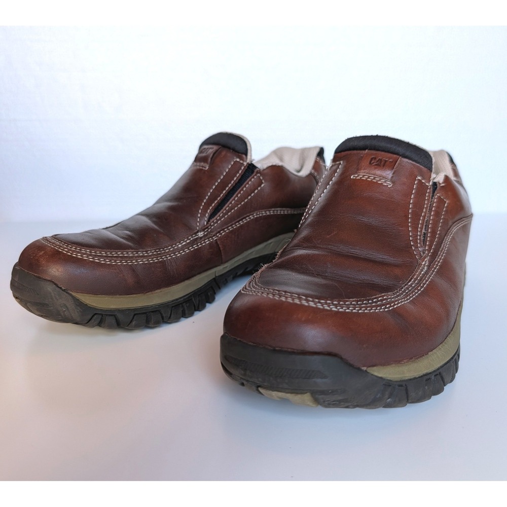 CAT Caterpillar Mens 7 Womens 9 Brown Leather Slip On Loafers Shoes 99373 EUR 39
